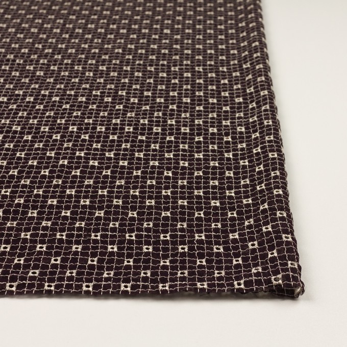 ポリエステル×チェック(レーズン&エクリュ)×ジョーゼット刺繍_全3色 イメージ3