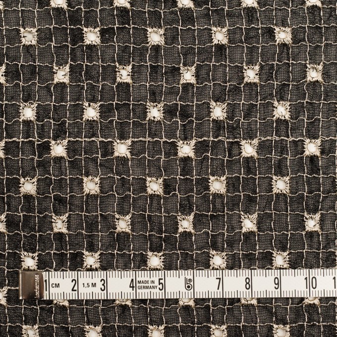ポリエステル×チェック(ブラック&エクリュ)×ジョーゼット刺繍_全3色 イメージ4