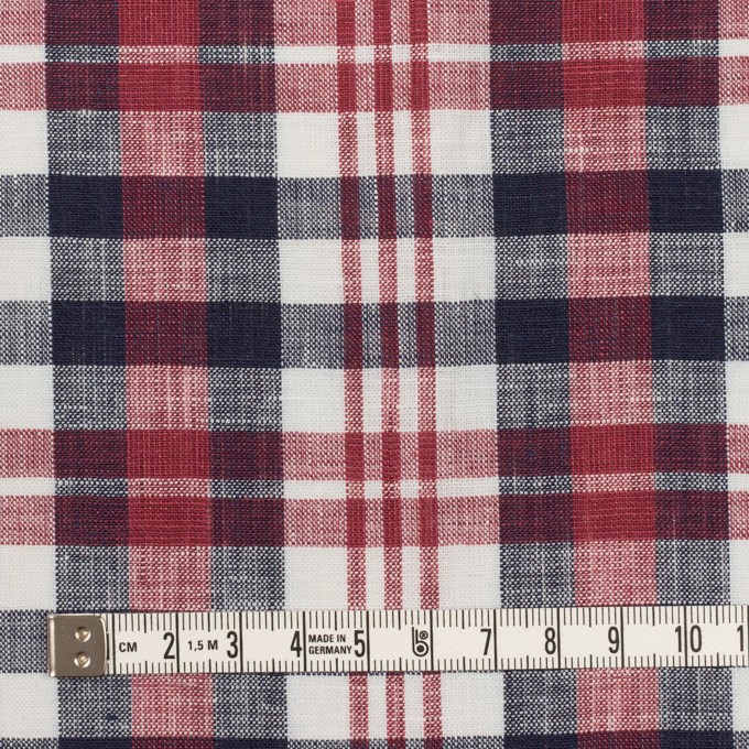 リネン×チェック(レッド&ダークネイビー)×薄キャンバス イメージ4