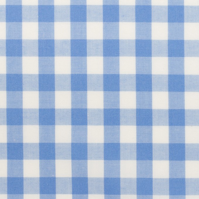 コットン&ポリウレタン×チェック(サックス)×ローンストレッチ イメージ1