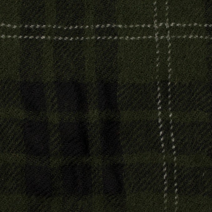 ウール×チェック(カーキグリーン＆ブラック)×ガーゼ イメージ1