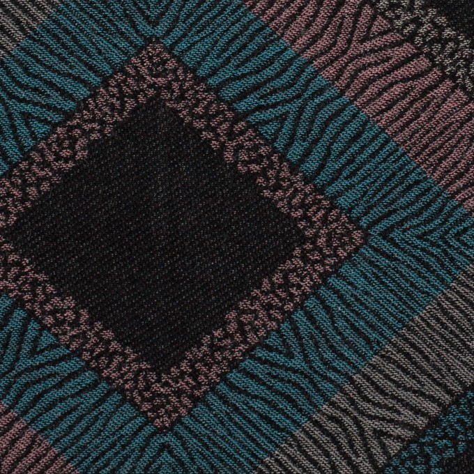 コットン×幾何学模様(チャコール、ピンク＆ブルー)×ジャガード イメージ1