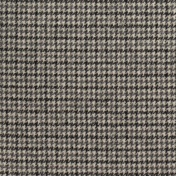 ウール＆ポリウレタン×チェック(アイボリー、グレー＆チャコール)×千鳥格子ストレッチ イメージ1