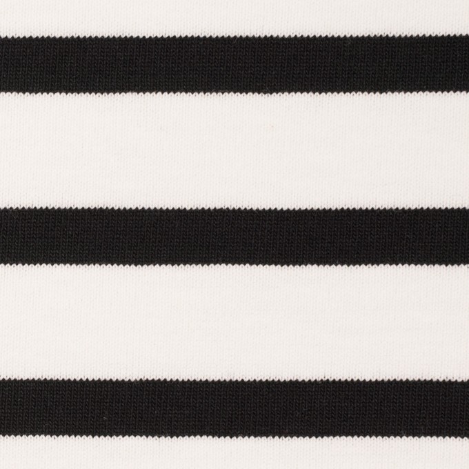 コットン×ボーダー(オフホワイト＆ブラック)×天竺ニット イメージ1