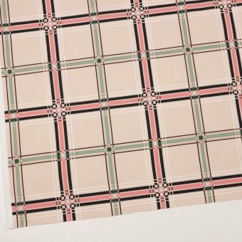 コットン×幾何学模様(ピンクベージュ、ピンク＆グリーン)×ブロード_イタリア製 サムネイル2