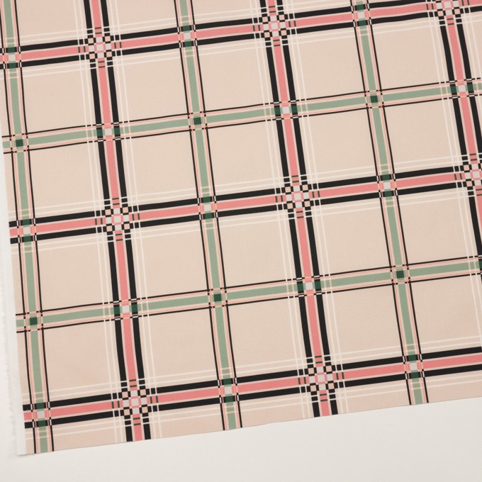 コットン×幾何学模様(ピンクベージュ、ピンク＆グリーン)×ブロード_イタリア製 イメージ2